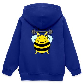 Abeille - n’abandonnez jamais - Sweat Premium à capuche zippé enfant bio - bleu roi - Dos - AI Model Kid Male (0cm)