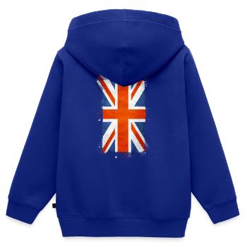 Angleterre Royaume-Uni Londres Anglais britannique Royaume-Uni - Sweat Premium à capuche zippé enfant bio - bleu roi - Dos - AI Model Kid Male (0cm)