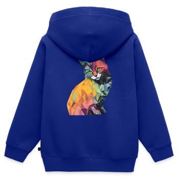 Geometric Watercolour Cat - Kids Premium Organic Zip-up Hoodie - royal blue - Back - AI Model Kid Male (0cm)