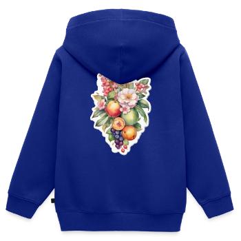 Blumen und Obst - Kinder Premium Organic Zip Hoodie - Royalblau - Hinten - AI Model Kid Male (0cm)