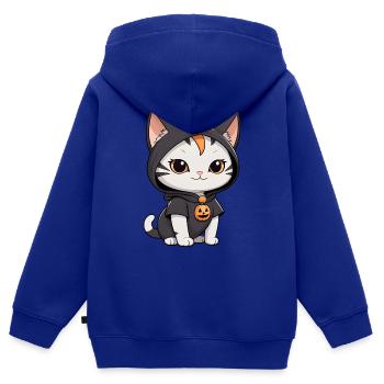 Spukige Schnurrhaare Halloween Katzenzauber - Kinder Premium Organic Zip Hoodie - Royalblau - Hinten - AI Model Kid Male (0cm)
