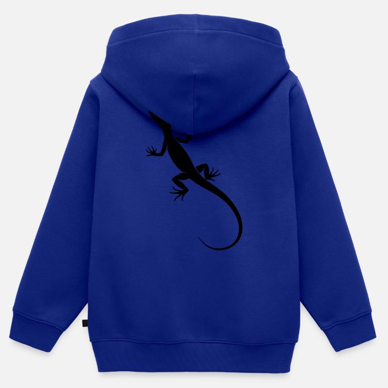 Lézard - Sweat Premium à capuche zippé enfant bio - bleu roi