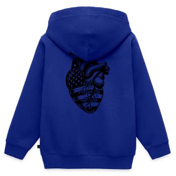 Patriotisches USA Nationalflaggen Herz - Kinder Premium Organic Zip Hoodie - Royalblau - Hinten - AI Model Kid Male (0cm)