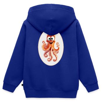 Tintenfisch - Kinder Premium Organic Zip Hoodie - Royalblau - Hinten - AI Model Kid Male (0cm)