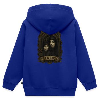 Peekaboo Gothic Steampunk – Vintage Portrait - Kinder Premium Organic Zip Hoodie - Royalblau - Hinten - AI Model Kid Male (0cm)