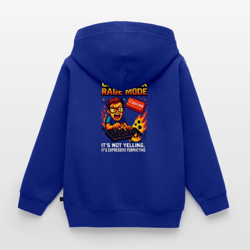 Capslock Rage Mode – Wütender Pixel-Nerd Kinder Premium Organic Zip Hoodie