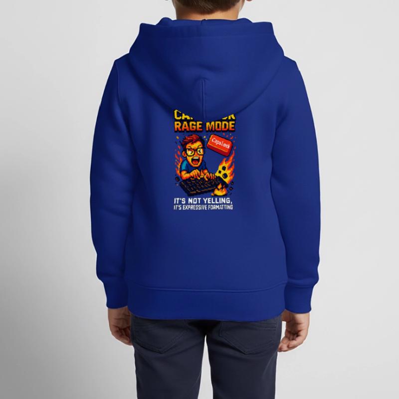 Capslock Rage Mode – Wütender Pixel-Nerd Kinder Premium Organic Zip Hoodie