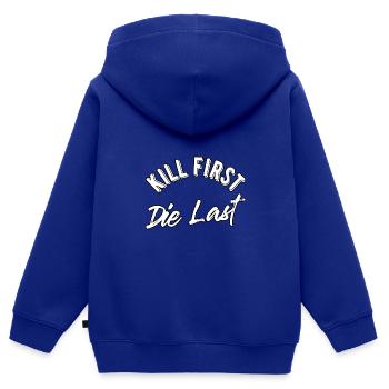 Kill first die last - Kinder Premium Organic Zip Hoodie - Royalblau - Hinten - AI Model Kid Male (0cm)