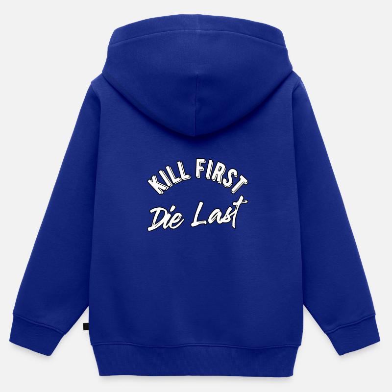 Tuer le premier mort en dernier - Sweat Premium à capuche zippé enfant bio - bleu roi