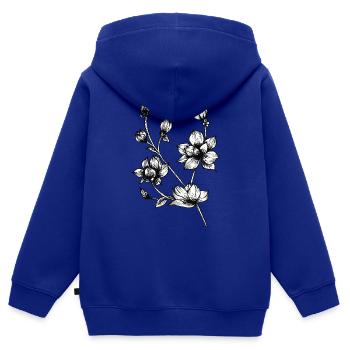 Botanical drawing / calligraphy - flower branch - Kids Premium Organic Zip-up Hoodie - royal blue - Back - AI Model Kid Male (0cm)