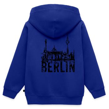 Berlin, Fernsehturm, Brandenburger Tor, Zeichnung - Kinder Premium Organic Zip Hoodie - Royalblau - Hinten - AI Model Kid Male (0cm)