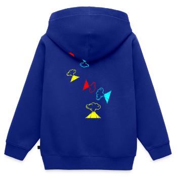 Icône de volcan - Sweat Premium à capuche zippé enfant bio - bleu roi - Dos - AI Model Kid Male (0cm)