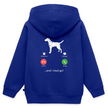 Mon dalmatien appelle la silhouette du chien drôle - Sweat Premium à capuche zippé enfant bio - bleu roi - Dos - AI Model Kid Male (0cm)