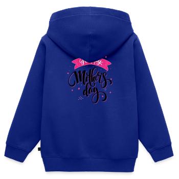 Bonne fête des mères - Sweat Premium à capuche zippé enfant bio - bleu roi - Dos - AI Model Kid Male (0cm)