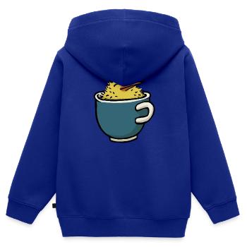 Coupe poussins - Sweat Premium à capuche zippé enfant bio - bleu roi - Dos - AI Model Kid Male (0cm)
