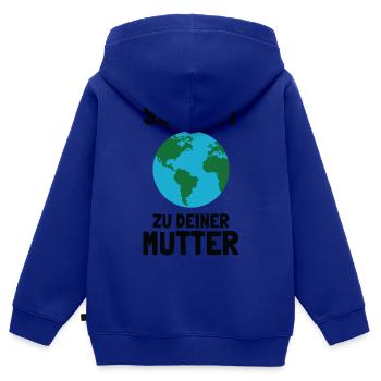 Sei Nett zu Deiner Mutter Klimawandel Umweltschutz - Kinder Premium Organic Zip Hoodie - Royalblau - Hinten - AI Model Kid Male (0cm)