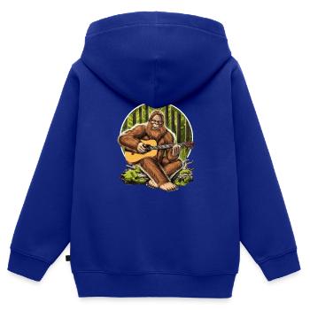 Bigfoot spielt akustische Gitarre - Kinder Premium Organic Zip Hoodie - Royalblau - Hinten - AI Model Kid Male (0cm)