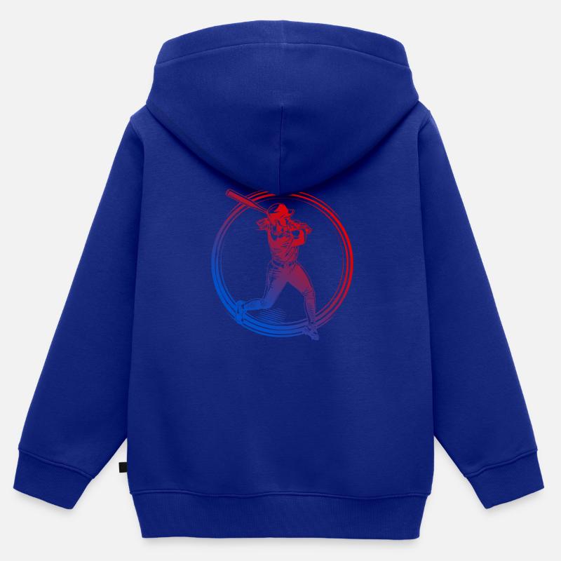 Silhouette de baseball coloré - Sweat Premium à capuche zippé enfant bio - bleu roi