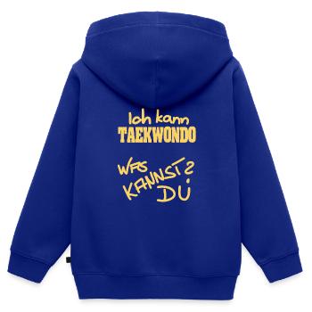 Taekwondo - Kinder Premium Organic Zip Hoodie - Royalblau - Hinten - AI Model Kid Male (0cm)