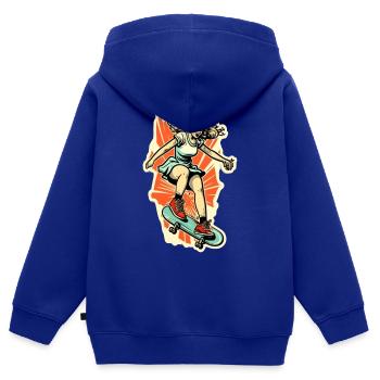 Skater-Mädchen - Kinder Premium Organic Zip Hoodie - Royalblau - Hinten - AI Model Kid Male (0cm)