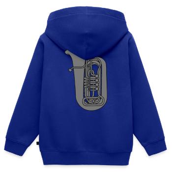 Laiton de tuba 2 - Sweat Premium à capuche zippé enfant bio - bleu roi - Dos - AI Model Kid Male (0cm)