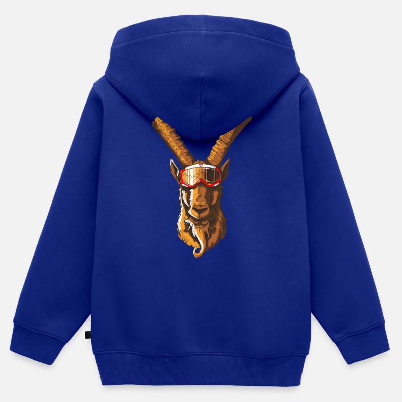 Bouq'n roll - Sweat Premium à capuche zippé enfant bio - bleu roi