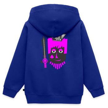 Reine rose - Sweat Premium à capuche zippé enfant bio - bleu roi - Dos - AI Model Kid Male (0cm)