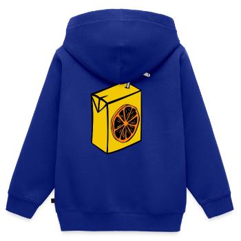 saft box karton einweg stroh orange getraenke - Kinder Premium Organic Zip Hoodie - Royalblau - Hinten - AI Model Kid Male (0cm)