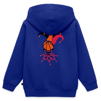 basketball joker ballon sport1 - Sweat Premium à capuche zippé enfant bio - bleu roi - Dos - AI Model Kid Male (0cm)