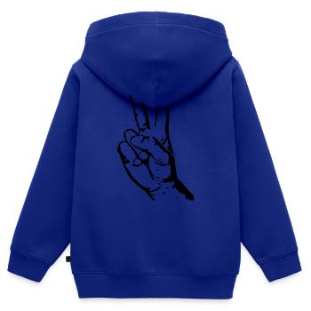 peace - Kinder Premium Organic Zip Hoodie - Royalblau - Hinten - AI Model Kid Male (0cm)