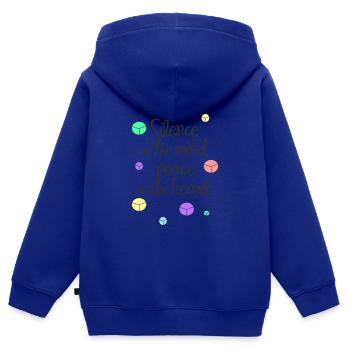 Der Frieden - Kinder Premium Organic Zip Hoodie - Royalblau - Hinten - AI Model Kid Male (0cm)