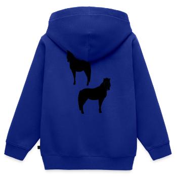Haflinger in Schwarz - Kinder Premium Organic Zip Hoodie - Royalblau - Hinten - AI Model Kid Male (0cm)
