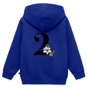 Numéro 2 - Sweat Premium à capuche zippé enfant bio - bleu roi - Dos - AI Model Kid Male (0cm)