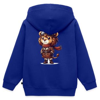 Cute Lion Pilot - Kinder Premium Organic Zip Hoodie - Royalblau - Hinten - AI Model Kid Male (0cm)
