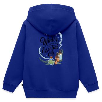 Huiles essentielles Aromathérapie Santé d’hiver - Sweat Premium à capuche zippé enfant bio - bleu roi - Dos - AI Model Kid Male (0cm)
