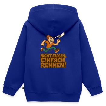 Toilette Toilette Selle Enfants Drôle Humour - Sweat Premium à capuche zippé enfant bio - bleu roi - Dos - AI Model Kid Male (0cm)