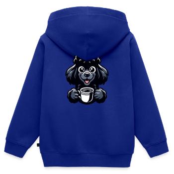Pudel und Kaffee Frühaufsteher Motiv - Kinder Premium Organic Zip Hoodie - Royalblau - Hinten - AI Model Kid Male (0cm)
