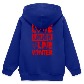 Love Live Winter - Sweat Premium à capuche zippé enfant bio - bleu roi - Dos - AI Model Kid Male (0cm)
