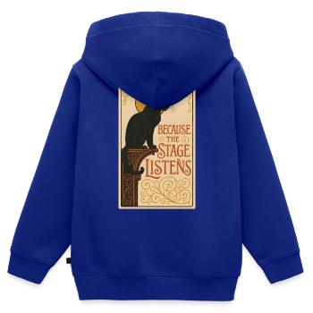 Weil die Bühne zuhört | Theater Katze - Kinder Premium Organic Zip Hoodie - Royalblau - Hinten - AI Model Kid Male (0cm)