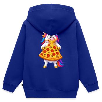 Einhorn-Pizza-Käse-Zug - Kinder Premium Organic Zip Hoodie - Royalblau - Hinten - AI Model Kid Male (0cm)
