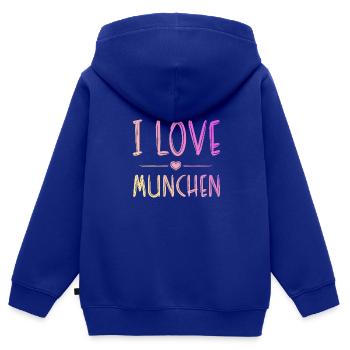 I Love München - Kinder Premium Organic Zip Hoodie - Royalblau - Hinten - AI Model Kid Male (0cm)