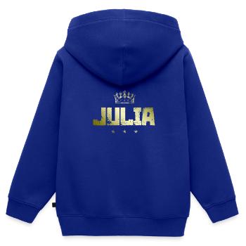 Julia - Kinder Premium Organic Zip Hoodie - Royalblau - Hinten - AI Model Kid Male (0cm)