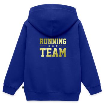 Équipe de course à pied - Sweat Premium à capuche zippé enfant bio - bleu roi - Dos - AI Model Kid Male (0cm)