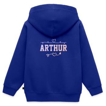 Arthur - Kinder Premium Organic Zip Hoodie - Royalblau - Hinten - AI Model Kid Male (0cm)