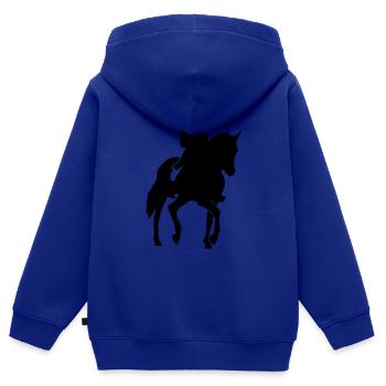 Dressur - Kinder Premium Organic Zip Hoodie - Royalblau - Hinten - AI Model Kid Male (0cm)