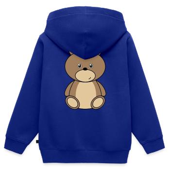 Teddybär - Kinder Premium Organic Zip Hoodie - Royalblau - Hinten - AI Model Kid Male (0cm)