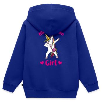 Kindergarten Girl Einhorn - Kinder Premium Organic Zip Hoodie - Royalblau - Hinten - AI Model Kid Male (0cm)