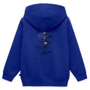 Surfen macht mich lebendig - Kinder Premium Organic Zip Hoodie - Royalblau - Hinten - AI Model Kid Male (0cm)