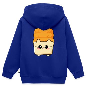 Toast Cat Kitty Bread Cat - Kids Premium Organic Zip-up Hoodie - royal blue - Back - AI Model Kid Male (0cm)