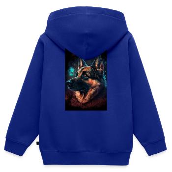 German Shepherd Dog Malinois Illustration - Kids Premium Organic Zip-up Hoodie - royal blue - Back - AI Model Kid Male (0cm)